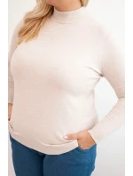 Dámský svetr Plus Size z viskózy s rolákem béžový