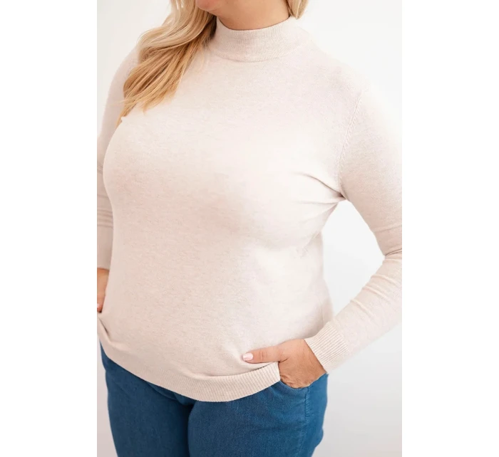 Dámský svetr Plus Size z viskózy s rolákem béžový