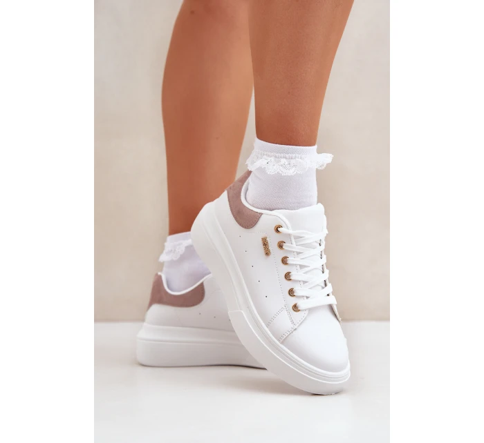 Dámské Sneakersy Na Platformě Eko Kůže Bílé Lelandine Dámské Sneakersy Na Platformě Eko Kůže Bílé Lelandine