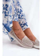 Kožené Dámské Mokasíny S  Béžové model 21691912 - VINCEZA