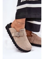 Semišové Pantofle Dámské Na Platformě Big Star RR274A376 Béžové Semišové Pantofle Dámské Na Platformě Big Star RR274A376 Béžové