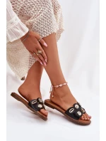 Dámské Sandály Na Ploché Podpatky Se Zlatými Přezkami Černé Nalothiel Dámské Sandály Na Ploché Podpatky Se Zlatými Přezkami Černé Nalothiel