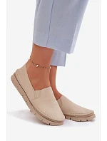 Dámské nazouvací kožené polobotky model 22100741 Béžové - Maciejka Dámské nazouvací kožené polobotky model 22100741 Béžové - Maciejka
