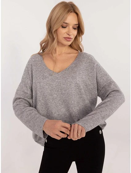 Sweter DHJ SW model 20609065 szary - FPrice Sweter DHJ SW model 20609065 szary - FPrice