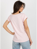 Světle růžové jednobarevné tričko s nápisem