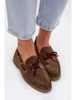 Dámské polobotky mokasíny se šněrováním Calivra – tmavě zelené