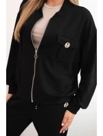 Dámská souprava máslová z viskózy s rozepínací mikinou a kalhotami černý Dámská souprava máslová z viskózy s rozepínací mikinou a kalhotami černý