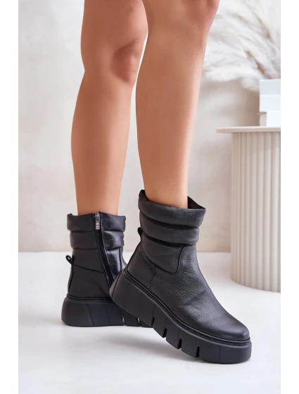 Dámské Kožené Boty na Zip S Černé model 21673708 - Zazoo Dámské Kožené Boty na Zip S Černé model 21673708 - Zazoo