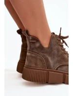 Semišové nízké dámské kotníky na platformě Big Star SS274594 béžové