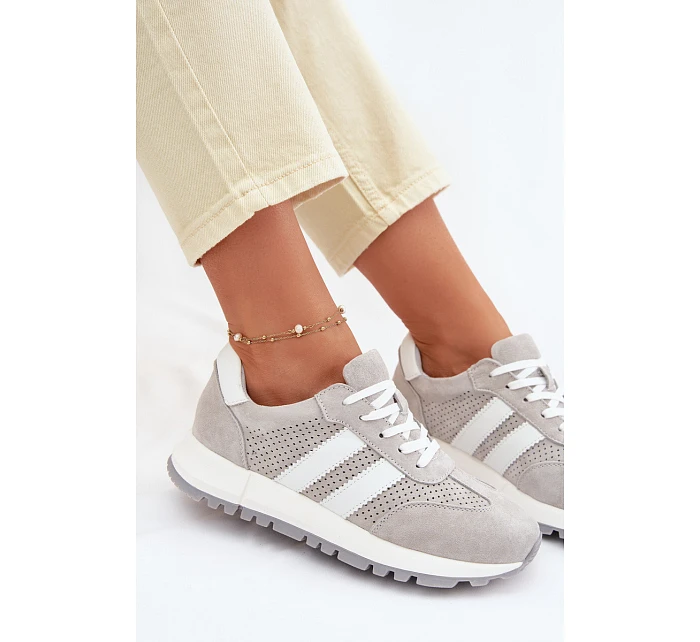 Dámské tenisky z pravé semišové šedé model 22069511 - EVENTO Dámské tenisky z pravé semišové šedé model 22069511 - EVENTO