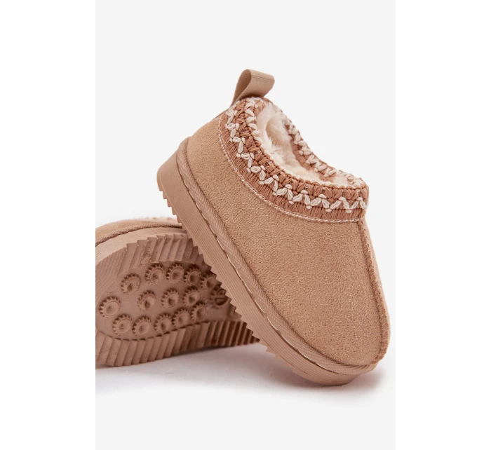 Dětské/módní sněhule s výšivkou na platformě Jolisse – khaki