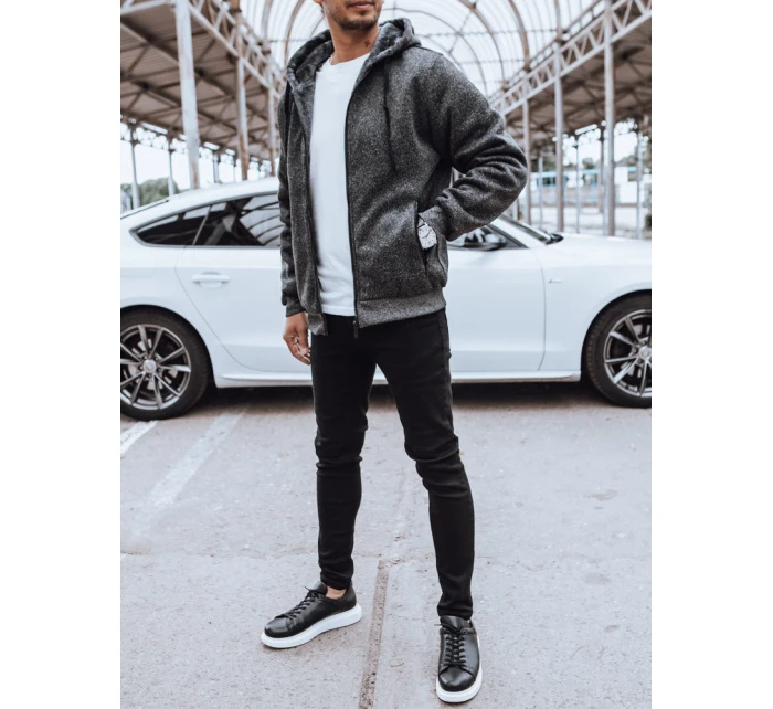 Pánská rozepínací zateplená mikina tmavě šedá Dstreet BX5598