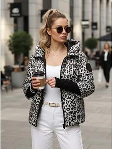 Dámská přechodná bunda s leopardím vzorem bílá FashionStreet TY5548