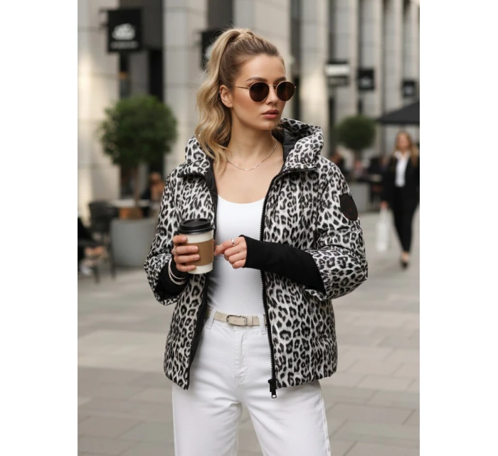 Dámská přechodná bunda s leopardím vzorem bílá FashionStreet TY5548 Dámská přechodná bunda s leopardím vzorem bílá FashionStreet TY5548