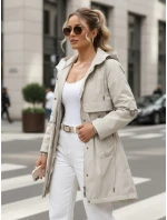 Dámská světle béžová přechodná bunda parka FashionStreet TY5553 Dámská světle béžová přechodná bunda parka FashionStreet TY5553