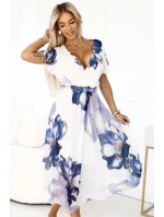 Vzdušné midi šaty s obálkovým výstřihem a velkým květinovým vzorem v model 21819836 - numoco basic Vzdušné midi šaty s obálkovým výstřihem a velkým květinovým vzorem v model 21819836 - numoco basic