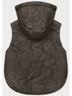 Krátká dámská vesta v khaki barvě s odepínací kapucí BH Forever (BH-2414) Krátká dámská vesta v khaki barvě s odepínací kapucí BH Forever (BH-2414)