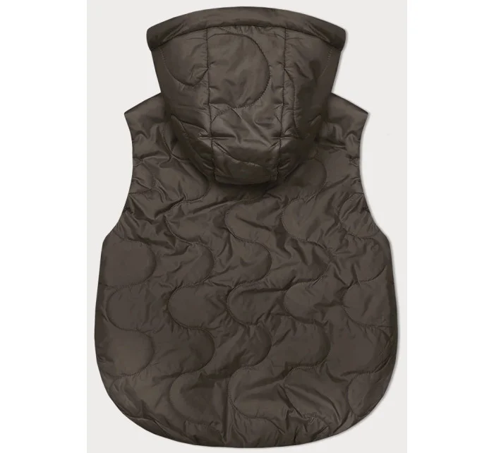 Krátká dámská vesta v khaki barvě s odepínací kapucí BH Forever (BH-2414) Krátká dámská vesta v khaki barvě s odepínací kapucí BH Forever (BH-2414)