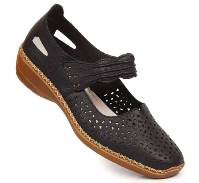 W model 22008934 tmavě modrá kožená polobotka - Rieker