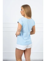 Halenka s potiskem rtů modrá Halenka s potiskem rtů modrá