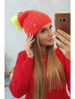 Dámská čepice s bambulí Judyta K347 oranžová Dámská čepice s bambulí Judyta K347 oranžová