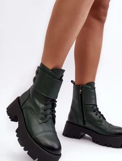 Kůže Dámské Botky Workery Zelené Lemar model 21637681 - Boto