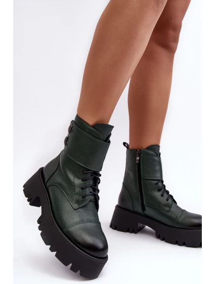Kůže Dámské Botky Workery Zelené Lemar model 21637681 - Boto