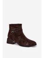 Dámské boty z přírodního semiše na klínu zateplené model 21715526 čokoládové - D&A