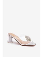 Průhledné nazouváky na podpatku s ozdobou D&A MR1037-20 stříbrné Průhledné nazouváky na podpatku s ozdobou D&A MR1037-20 stříbrné