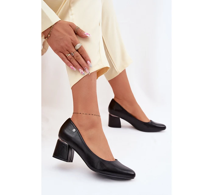 Lodičky na podpatku model 22095176 Černé - VINCEZA