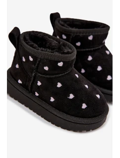 Dětské sněhule se srdíčky Gracina – černé