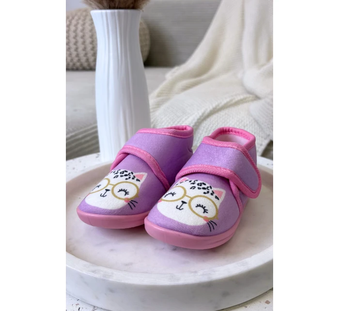 Dětské bačkory na suchý zip – fialové Katline Dětské bačkory na suchý zip – fialové Katline