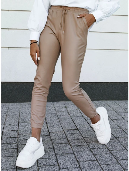 Dámské voskované kalhoty béžové se šňůrkou Dstreet model 21980116 - FashionStreet