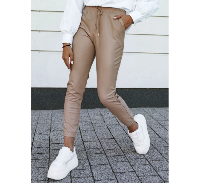 Dámské voskované kalhoty béžové se šňůrkou Dstreet model 21980116 - FashionStreet