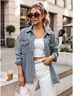 Dámská světle modrá džínová košilová bunda FashionStreet TY5690 Dámská světle modrá džínová košilová bunda FashionStreet TY5690