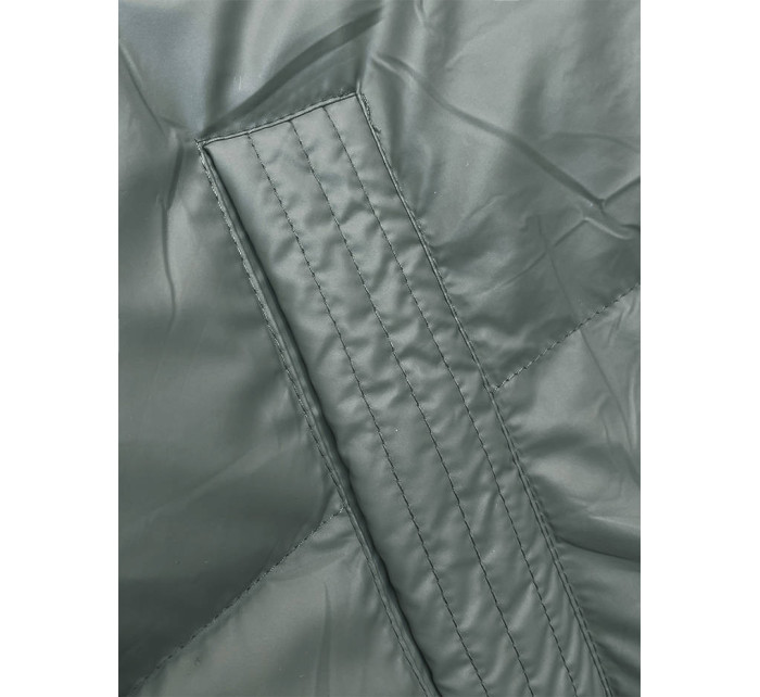Dámská vesta v khaki barvě s kapucí (B8212-11)