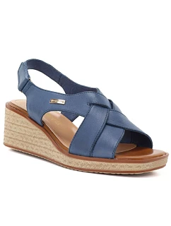 Dámské kožené sandály na platformě Sergio Leone SK297 v tmavě modré barvě