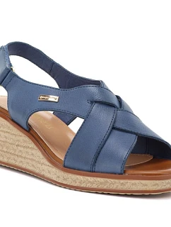 Dámské kožené sandály na platformě Sergio Leone SK297 v tmavě modré barvě