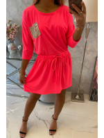 Flitrové kapesní šaty růžové neonové
