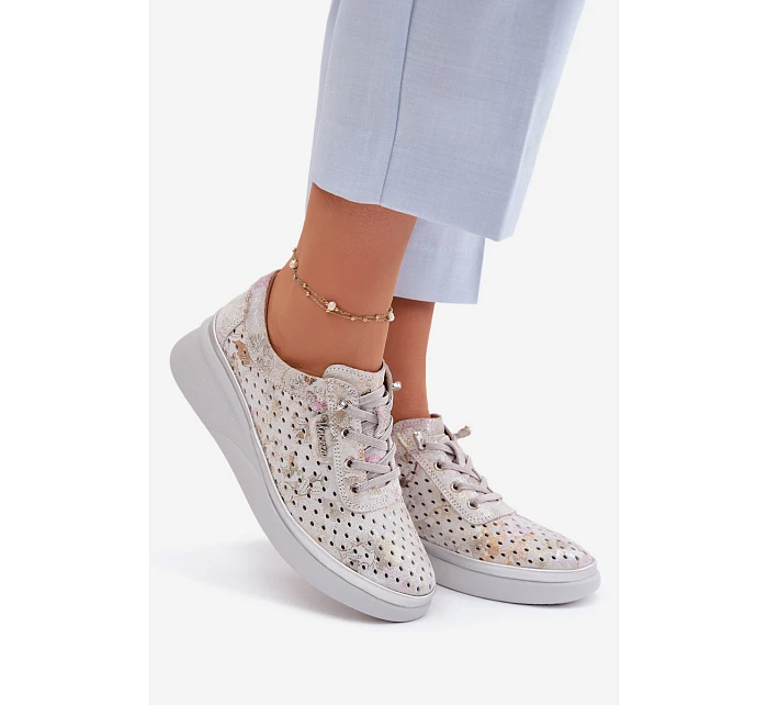 Semišové perforované dámské polobotky Vinceza 79603 šedé Semišové perforované dámské polobotky Vinceza 79603 šedé