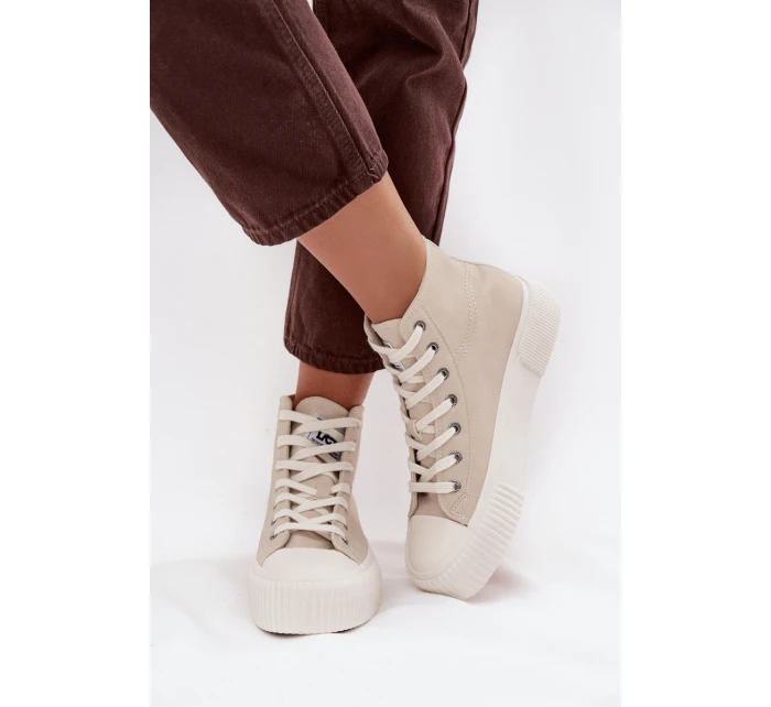 Dámské trampky na platformě LEE ISLA C WOMEN LOW – béžové