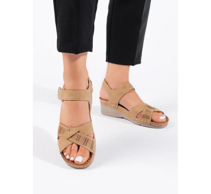 Luxusní dámské hnědé sandály platforma Luxusní dámské hnědé sandály platforma