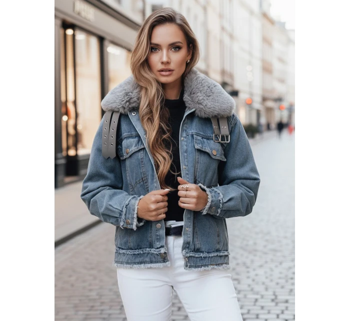 Dámská džínová bunda FURDENIM s kožešinou světle modrá FashionStreet TY4755z
