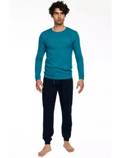 Pánské pyžamo 40040 Badge turquise - HENDERSON