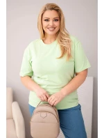 Dámská bavlněná halenka Plus Size s krátkým rukávem basic jablková Dámská bavlněná halenka Plus Size s krátkým rukávem basic jablková