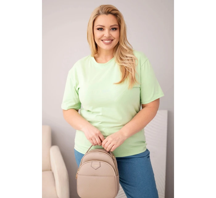 Dámská bavlněná halenka Plus Size s krátkým rukávem basic jablková Dámská bavlněná halenka Plus Size s krátkým rukávem basic jablková