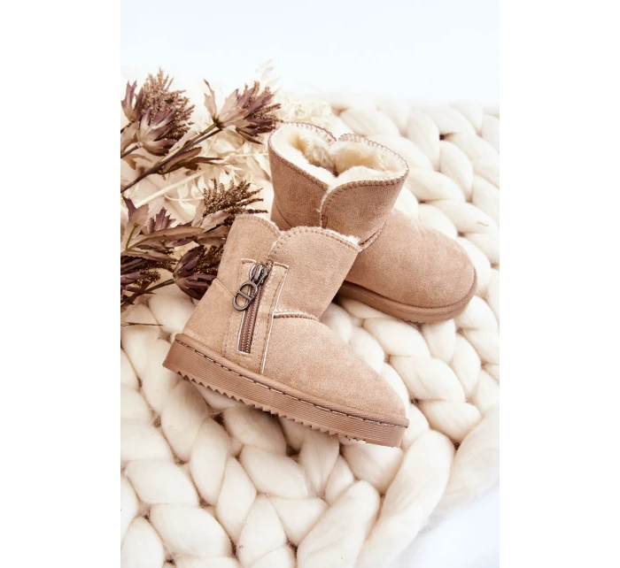 Dětské nazouvací zateplené sněhule Béžove model 21605425 - Boto