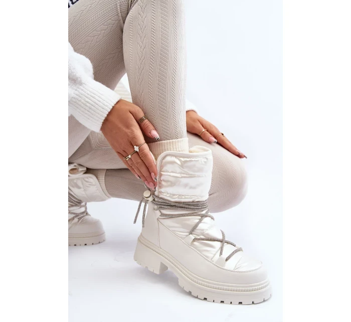 Dámské sněhule s ozdobným šněrováním, bílá Rilana