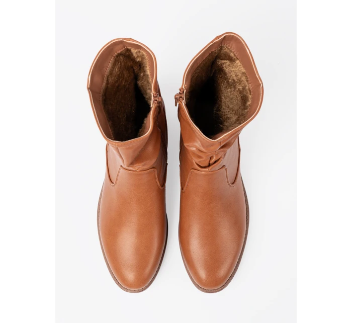 Exkluzívní Karmelowy  kotníčkové boty dámské na plochém podpatku