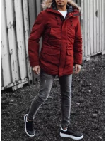 Pánská zimní bunda s kapucí bordó FashionStreet TX4275